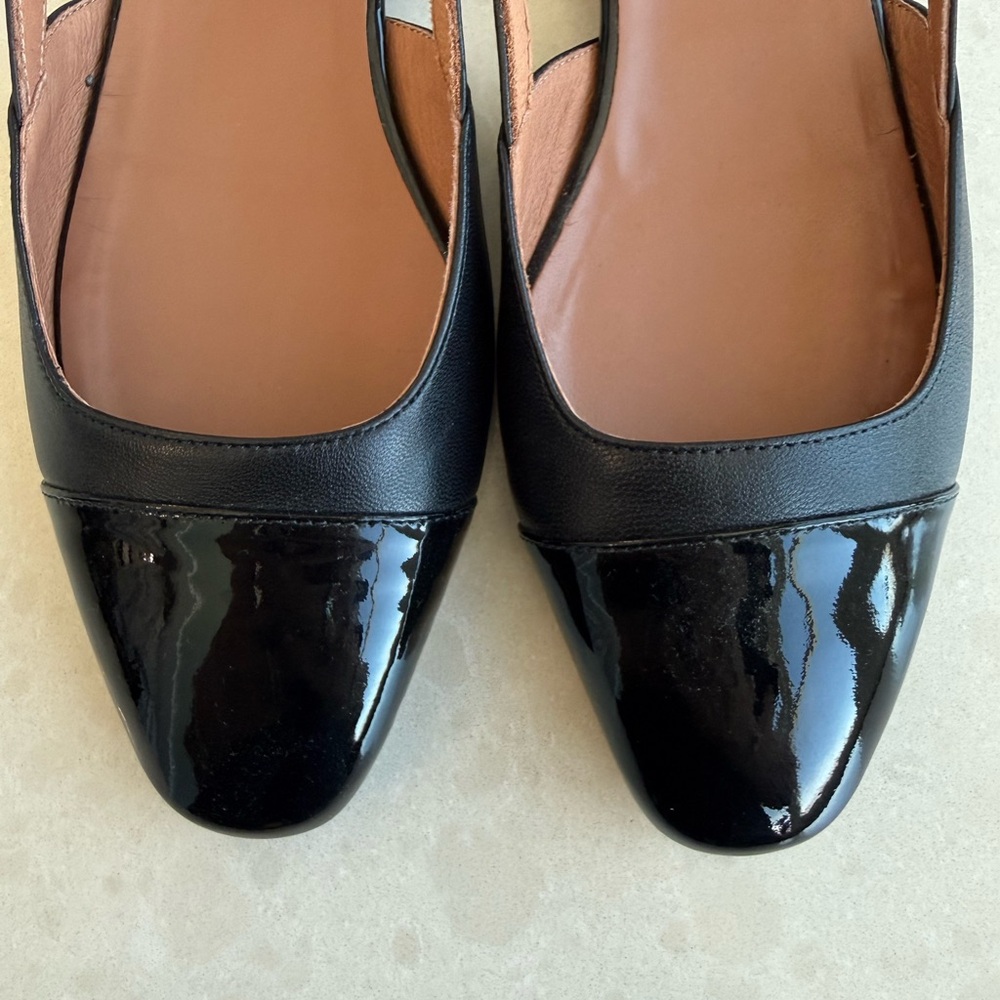 Jonah Black Leather Sling Back Shoes size 38
